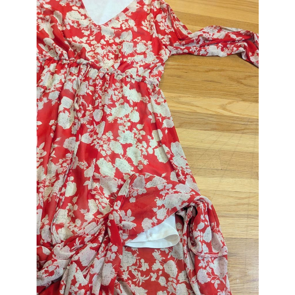 Moon and Sky Floral Maxi Dress Red White Boho Medium - Picture 11 of 12